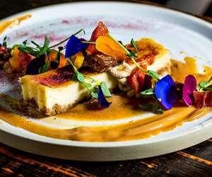 Pastry garnished with flowers 