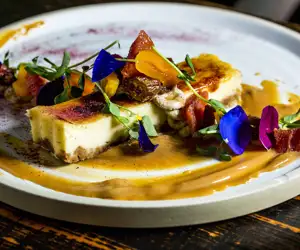Pastry garnished with flowers 