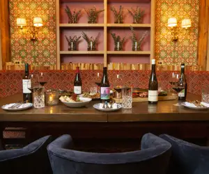 Wine on table at Mama Delia 