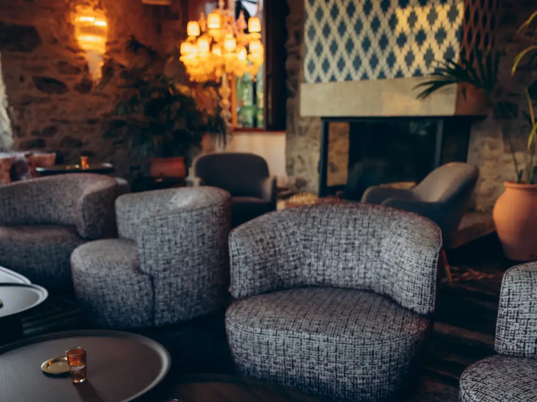 Cozy salon seating area at Tribu. 