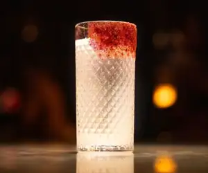 Cocktail with specialty rim at Kashmir. 